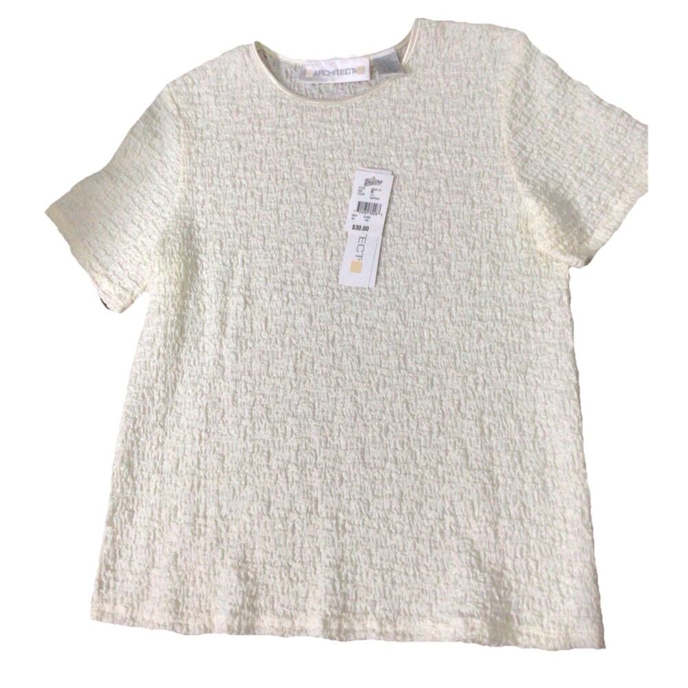 Ruched knit top, size M, cream
